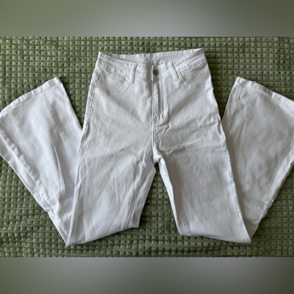 SHEIN Petite White Denim Pants